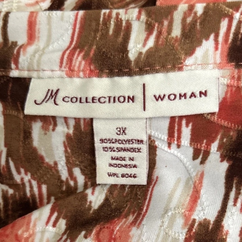 JM Collection Top 3X Artsy Boho Stretch Knit Popover Shirt Blouse Plus Size 3XL - Picture 6 of 6